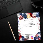 Flyer Instagram de código qr del logotipo comercial de P<br><div class="desc">Personalice y agregue su logotipo comercial,  nombre,  dirección,  texto,  su propio código QR a su cuenta de Instagram. Fondo blanco,  decorado con globos de colores patrióticos estadounidenses,  rojo,  azul y blanco con rayas y estrellas.</div>