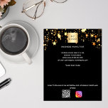 Flyer Instagram de código qr del logotipo de negocios de<br><div class="desc">Personalice y agregue su logotipo comercial,  nombre,  dirección,  texto,  su propio código QR a su cuenta de Instagram. Fondo negro,  decorado con estrellas doradas.</div>