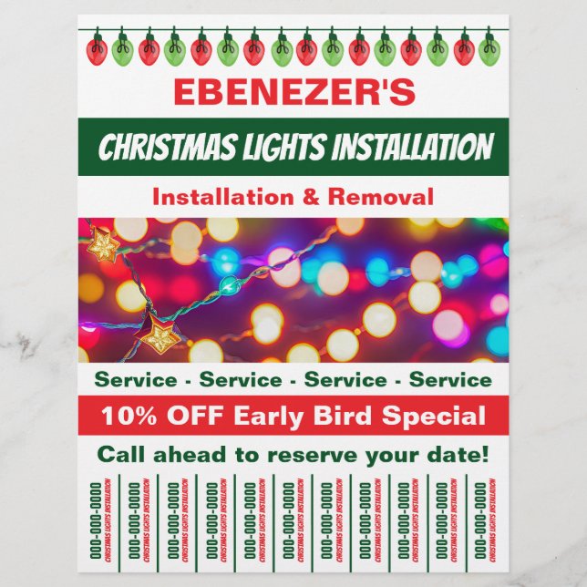 Flyer Instalación de las luces de navidad con tiras desg (Frente)
