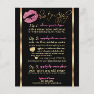 Flyer Instrucciones de Labios Brillantes Rosados