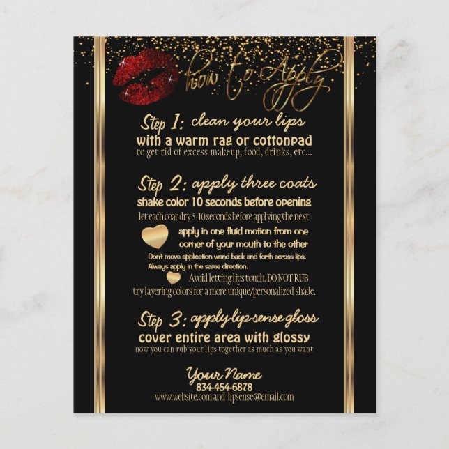 Flyer Instrucciones 💋 Lip de Purpurina Rojo de Cinnamon (Frente)