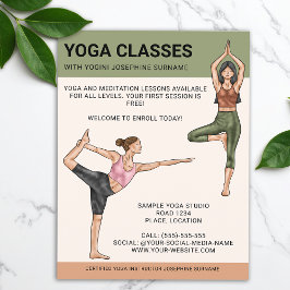 Flyer Instructor de Clases de Yoga Entrenador de Meditac