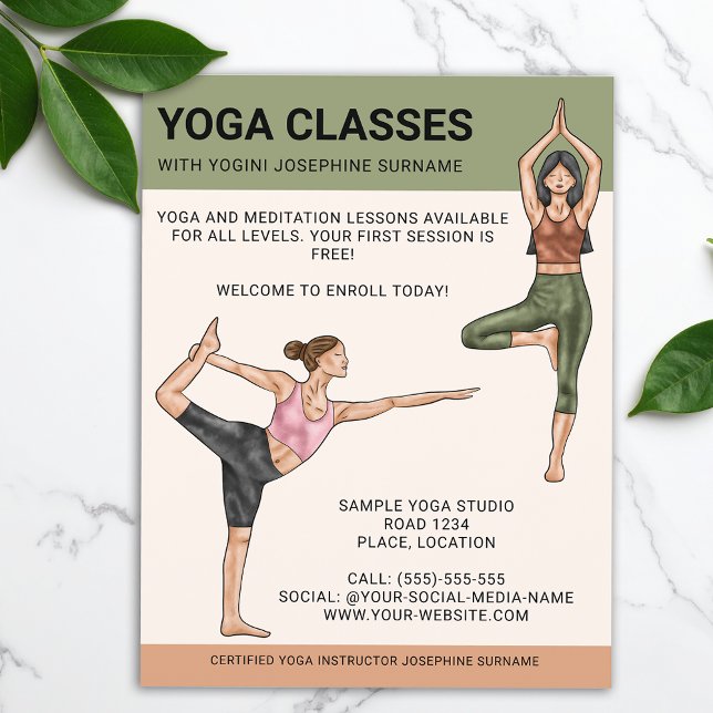Flyer Instructor de Clases de Yoga Entrenador de Meditac (Subido por el creador)