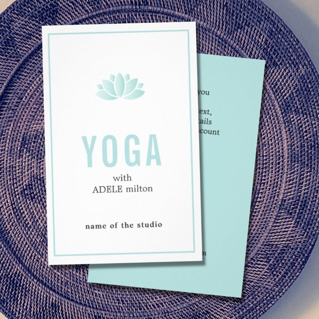 Flyer Instructor de yoga del icono del Lotus blanco azul (Subido por el creador)