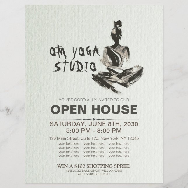 Flyer Instructor de Yoga Lotus Meditation Pose Brushstro (Frente)