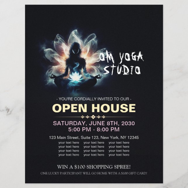 Flyer Instructor de Yoga Meditación Pose GlowMist Lotus (Frente)