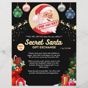 Flyer Intercambio de Regalos de Santa Secreto Evento de