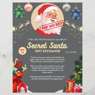 Flyer Intercambio de Regalos de Santa Secreto Gris Fiest