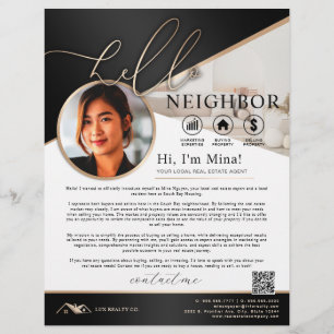 Flyer Introducción a Realtor de vecinos de Black & Beige