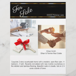 Flyer Introducción al marketing inmobiliario en negro y 