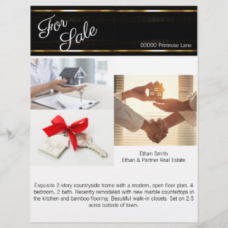 Flyer Introducción al marketing inmobiliario en negro y 