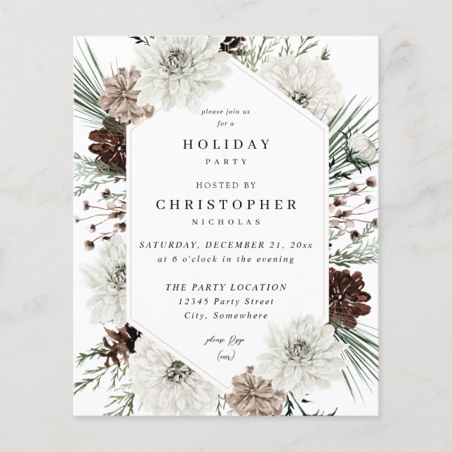Flyer Invernal White Floral & Pine XM o Holiday (Frente)