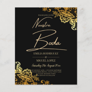 Flyer Inversión de Bodas de encaje de oro negro