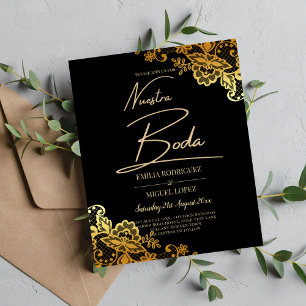 Flyer Inversión de Bodas de encaje de oro negro