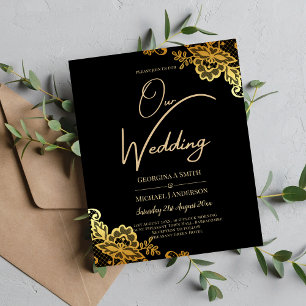 Flyer Inversión de Bodas de encaje de oro negro