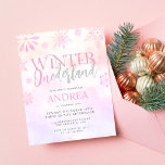 Flyer Invierno presupuestal Onederland Chica Rosado Prim<br><div class="desc">¡Una invitación al chica con un presupuesto moderno y elegante! Con copos de nieve de invierno con acuarela,  purpurinas rosados y nubes de tonos rosas con una combinación de letras de sif y guiones para los detalles de cumpleaños.</div>