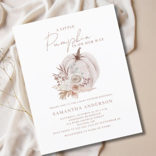 Flyer Invitación a Baby Shower de Chica de calabaza pequ
