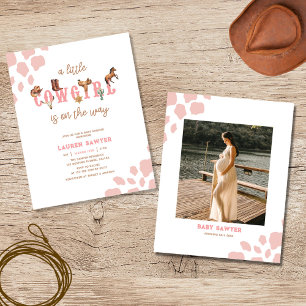 Flyer Invitación a Baby Shower de Chica Occidental Rosad