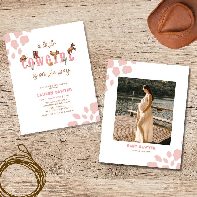 Flyer Invitación a Baby Shower de Chica Occidental Rosad (Subido por el creador)