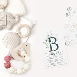 Flyer Invitación a Baby Shower de color de agua Eucalypt