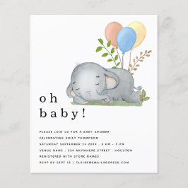 Flyer Invitación a Baby Shower de Elephant Blue Boy