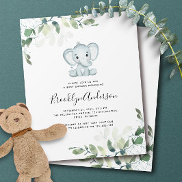 Flyer Invitación a Baby Shower de Elephant Eucalyptus PA