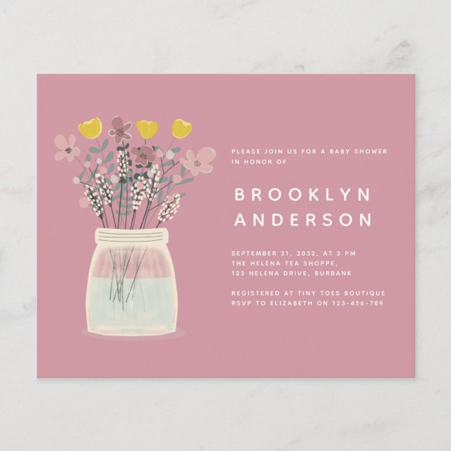 Flyer Invitación a Baby Shower de PAPER Mason Jar (Frente)