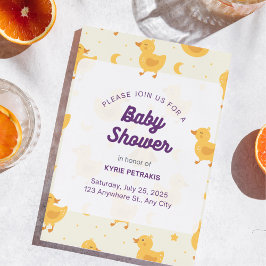 Flyer Invitación a Baby Shower de un Fiesta de pato dive