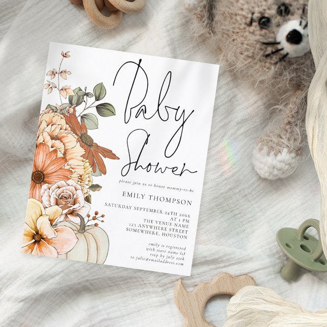 Flyer Invitación a Baby Shower de Value Pumpkin Florals (Subido por el creador)