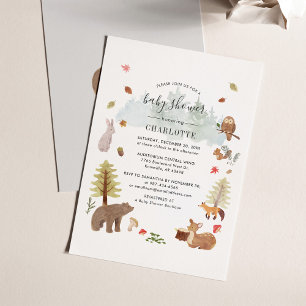 Flyer Invitación a Baby Shower de Woodland Animals