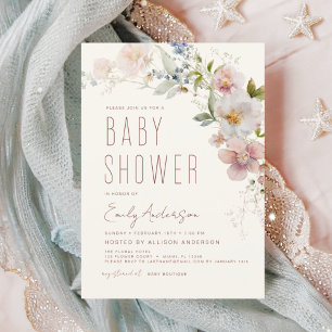 Flyer Invitación a Baby Shower del Boho Wildflower del p