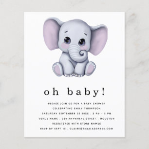Flyer Invitación a Baby Shower neutra por género de elef