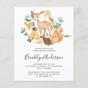 Flyer Invitación a Baby Shower PAPER Woodland Eucalyptus