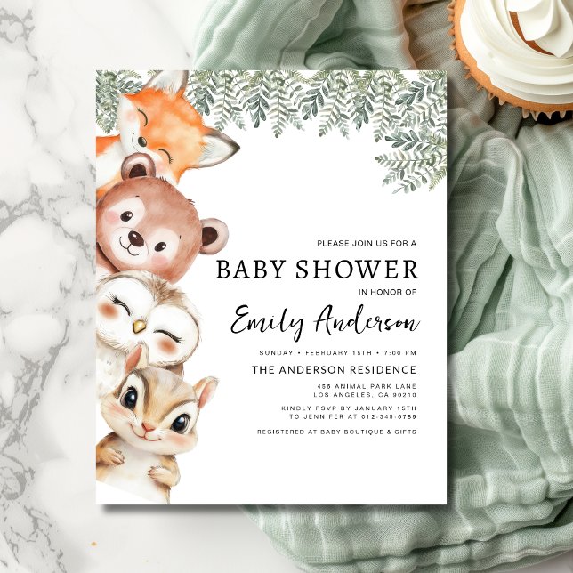 Flyer Invitación a Baby Shower para animales de Woodland (Subido por el creador)