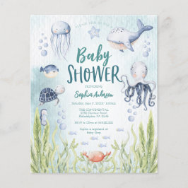 Flyer Invitación a Baby Shower Presupuesto Bajo el Mar
