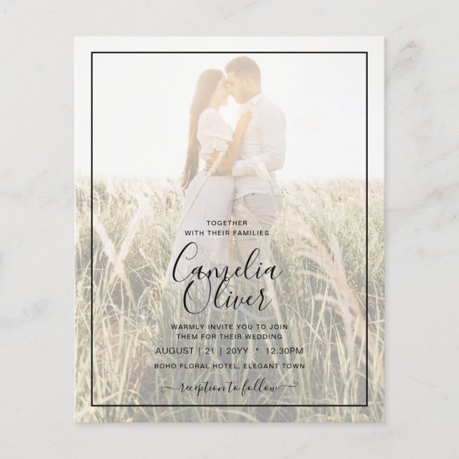 Flyer Invitación a boda BEIGE por superposición de foto  (Frente)