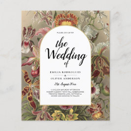 Flyer Invitación a bodas con flores de borgoña botánica 