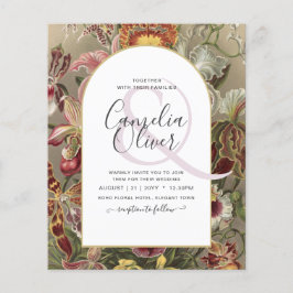 Flyer Invitación a bodas con flores de borgoña botánica 
