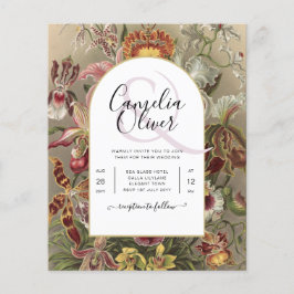 Flyer Invitación a bodas con flores de borgoña botánica 