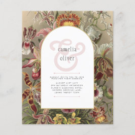 Flyer Invitación a bodas con flores de borgoña botánica 