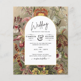 Flyer Invitación a bodas con flores de borgoña botánica 