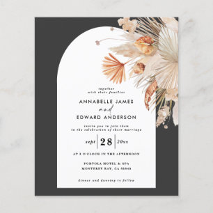 Flyer invitación a bodas con hierba bohemias pampas fl