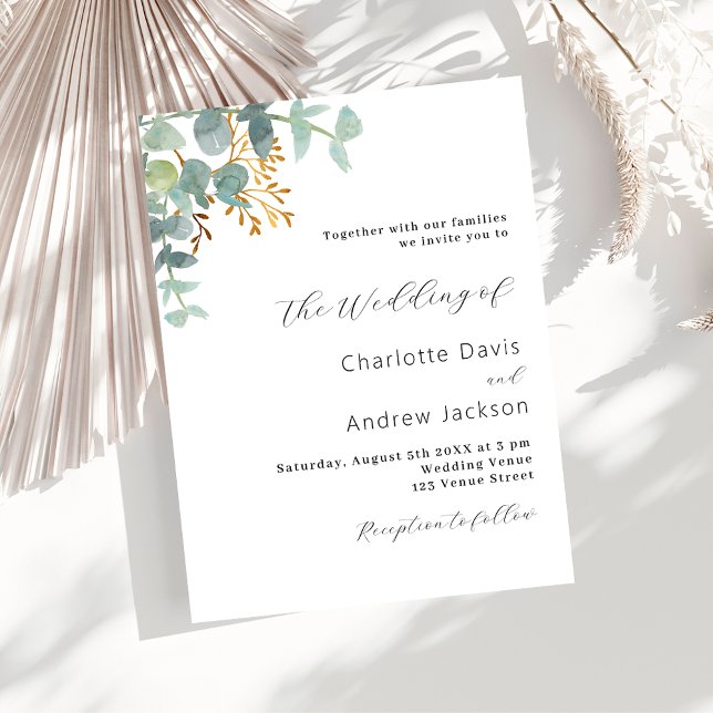 Flyer Invitación a bodas con presupuesto de eucalipto ve (Subido por el creador)