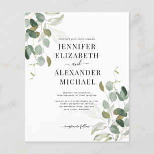 Flyer Invitación a bodas de ecología de eucalipto de pre