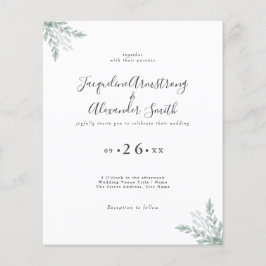 Flyer Invitación a bodas de ecología de eucalipto de pre