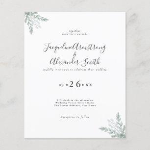 Flyer Invitación a bodas de ecología de eucalipto de pre