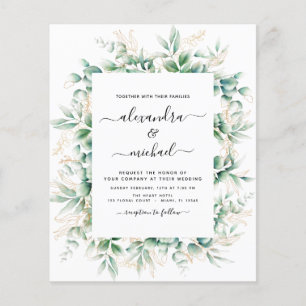 Flyer Invitación a bodas de ecología de eucalipto de pre