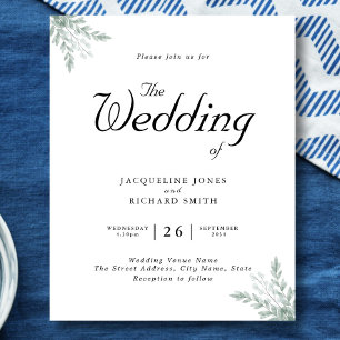 Flyer Invitación a bodas de ecología de eucalipto de pre