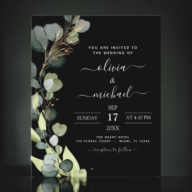 Flyer Invitación a bodas de ecología de eucalipto de pre (Subido por el creador)