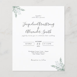 Flyer Invitación a bodas de ecología de eucalipto de pre
